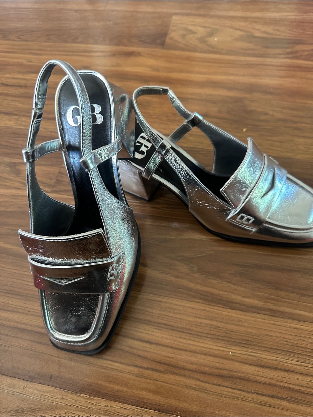 Gianni Bini Silver Metallic Slingback Loafers